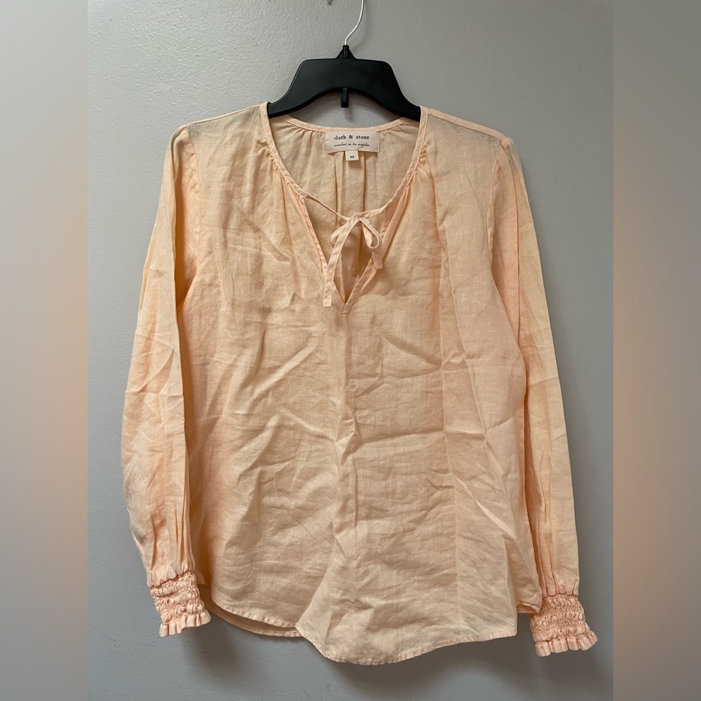 Cloth & Stone Linen Pullover Top, peach, M